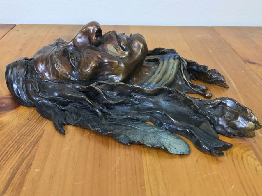 Signed Bronze Wall-Mounted Bust Of Native American 10'W X 14'H X 4.5'D [Photo 15]