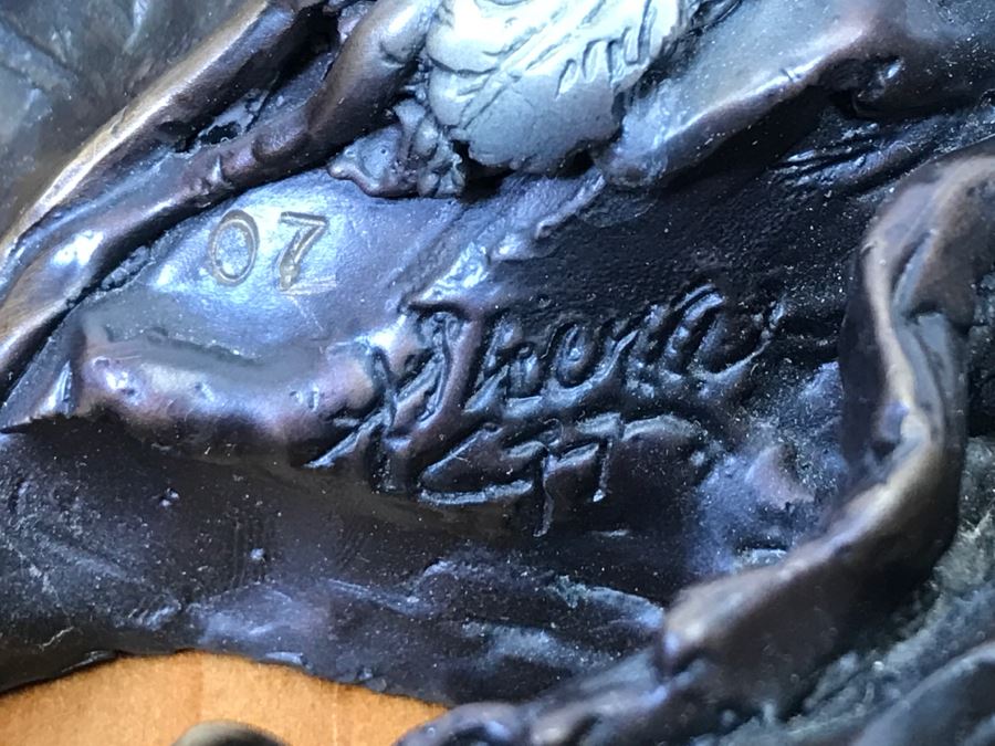 Signed Bronze Wall-Mounted Bust Of Native American 10'W X 14'H X 4.5'D [Photo 12]