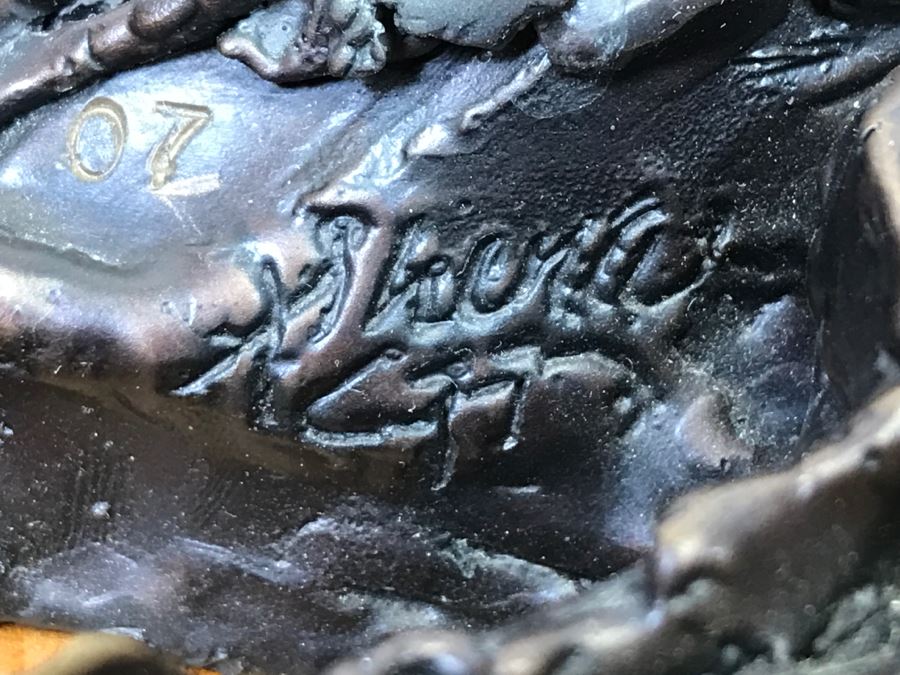 Signed Bronze Wall-Mounted Bust Of Native American 10'W X 14'H X 4.5'D [Photo 11]