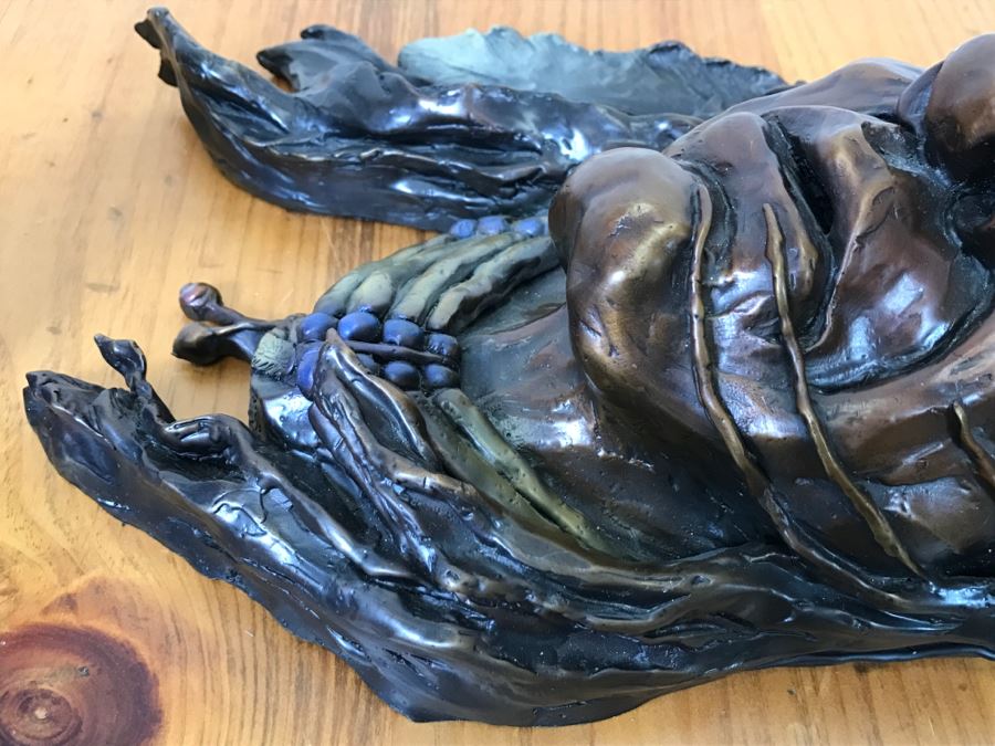 Signed Bronze Wall-Mounted Bust Of Native American 10'W X 14'H X 4.5'D [Photo 21]