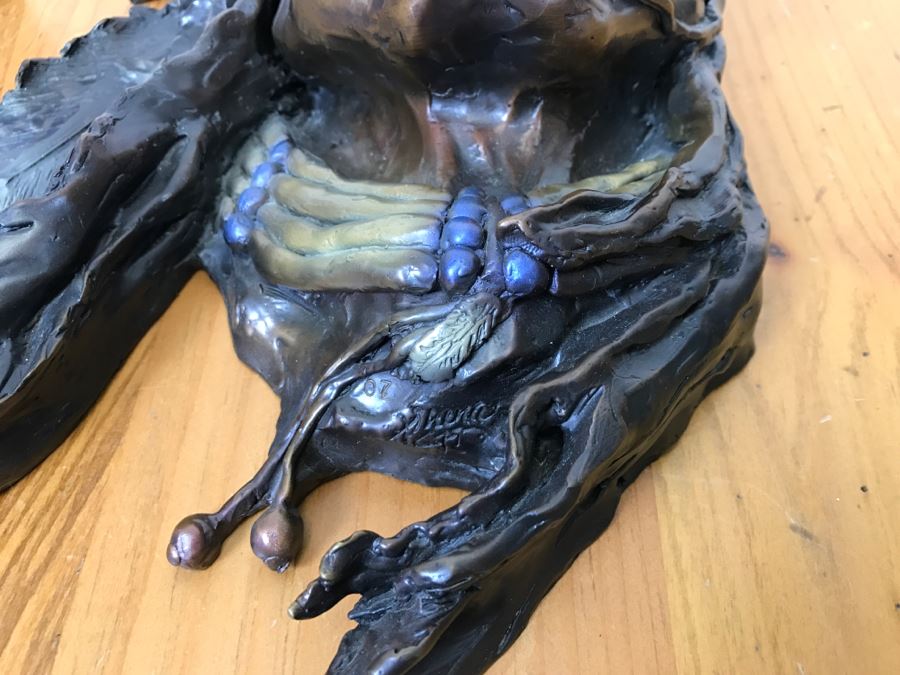 Signed Bronze Wall-Mounted Bust Of Native American 10'W X 14'H X 4.5'D [Photo 9]