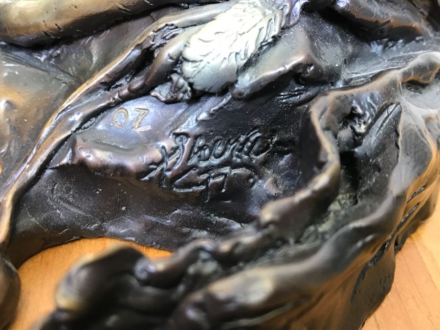 Signed Bronze Wall-Mounted Bust Of Native American 10'W X 14'H X 4.5'D [Photo 10]