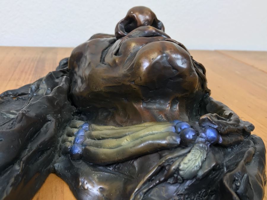 Signed Bronze Wall-Mounted Bust Of Native American 10'W X 14'H X 4.5'D [Photo 13]