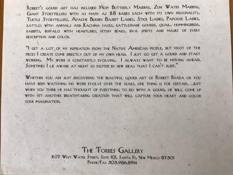 Robert Rivera Native American Apache Spirit Fetish Bear Gourd Art Figure 7'W X 6'H Vintage 2005 Estimate $700 [Photo 23]