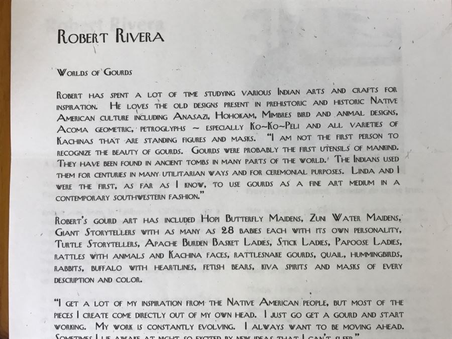 Robert Rivera Native American Apache Spirit Fetish Bear Gourd Art Figure 7'W X 6'H Vintage 2005 Estimate $700 [Photo 28]