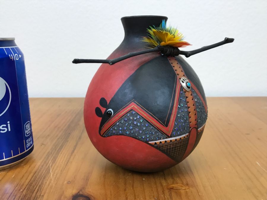 Robert Rivera Native American Apache Spirit Fetish Bear Gourd Art Figure 7'W X 6'H Vintage 2005 Estimate $700 [Photo 9]