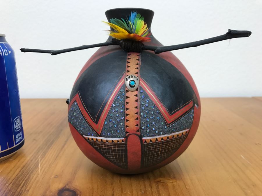 Robert Rivera Native American Apache Spirit Fetish Bear Gourd Art Figure 7'W X 6'H Vintage 2005 Estimate $700 [Photo 18]