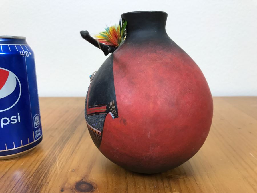 Robert Rivera Native American Apache Spirit Fetish Bear Gourd Art Figure 7'W X 6'H Vintage 2005 Estimate $700 [Photo 17]