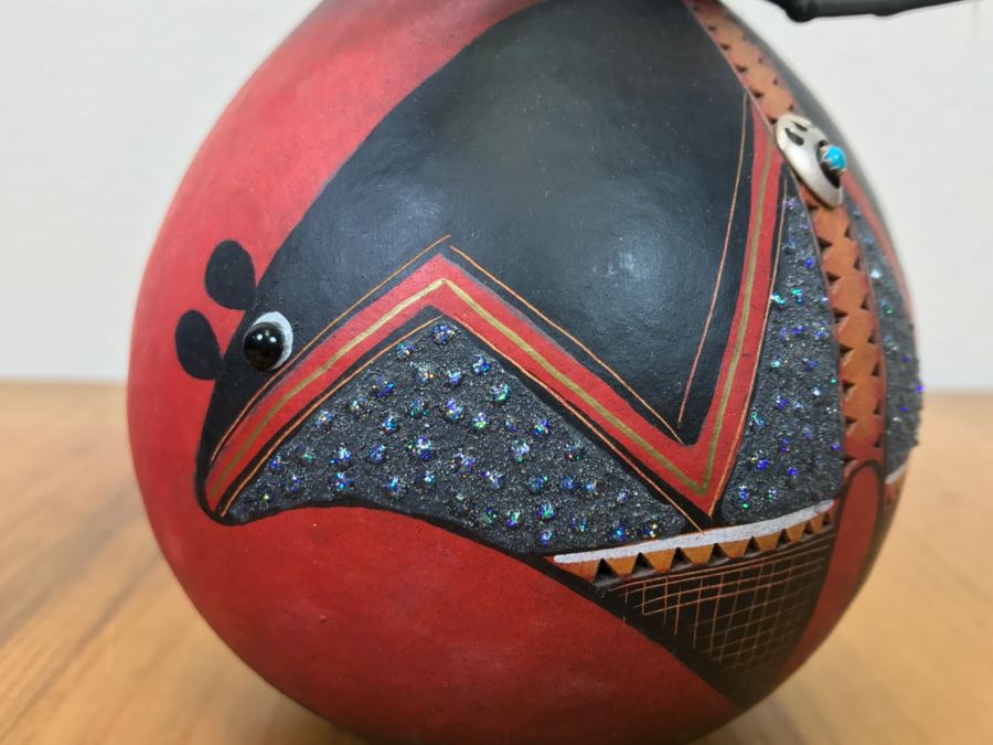 Robert Rivera Native American Apache Spirit Fetish Bear Gourd Art Figure 7'W X 6'H Vintage 2005 Estimate $700 [Photo 11]