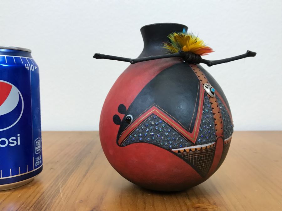 Robert Rivera Native American Apache Spirit Fetish Bear Gourd Art Figure 7'W X 6'H Vintage 2005 Estimate $700 [Photo 10]