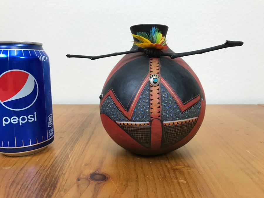 Robert Rivera Native American Apache Spirit Fetish Bear Gourd Art Figure 7'W X 6'H Vintage 2005 Estimate $700 [Photo 3]