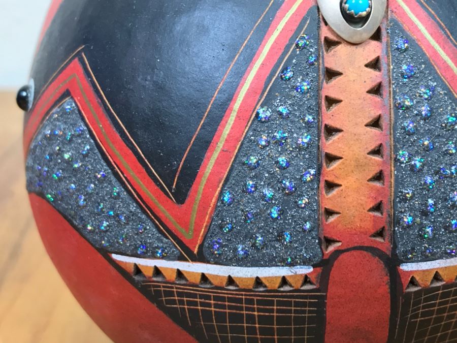 Robert Rivera Native American Apache Spirit Fetish Bear Gourd Art Figure 7'W X 6'H Vintage 2005 Estimate $700 [Photo 7]