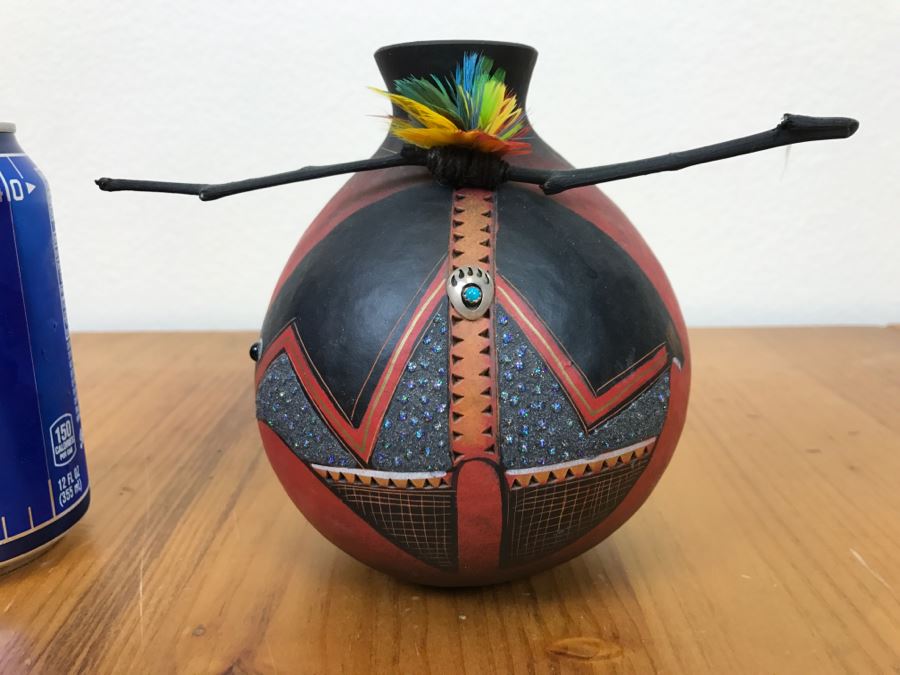 Robert Rivera Native American Apache Spirit Fetish Bear Gourd Art Figure 7'W X 6'H Vintage 2005 Estimate $700 [Photo 4]