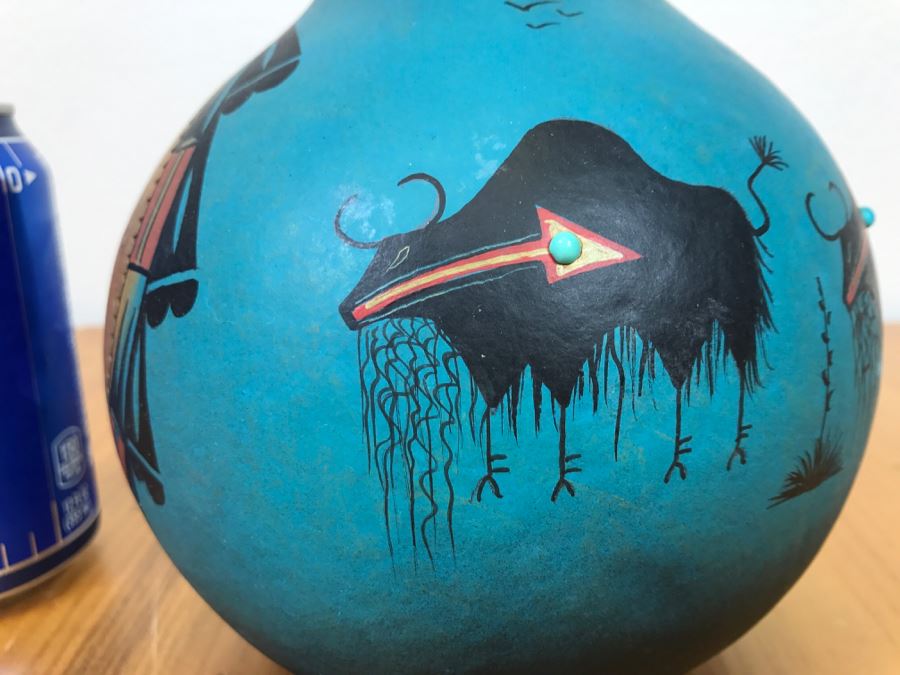 Robert Rivera Native American Apache Buffalo Gourd Art Figure 6'W X 7'H Vintage 2006 [Photo 13]