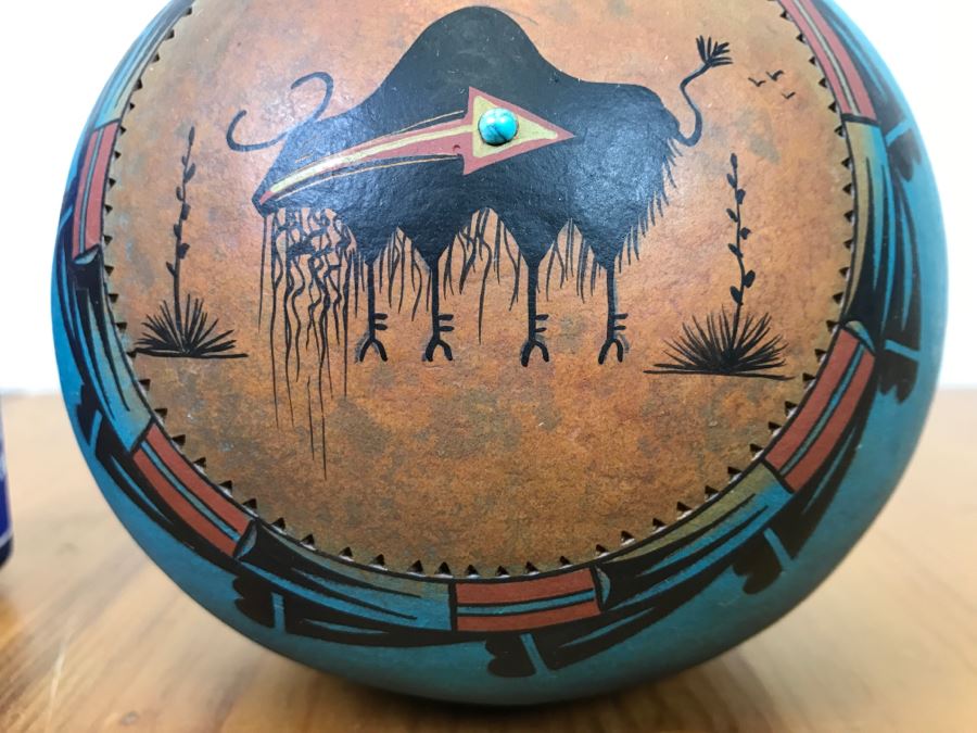Robert Rivera Native American Apache Buffalo Gourd Art Figure 6'W X 7'H Vintage 2006 [Photo 5]