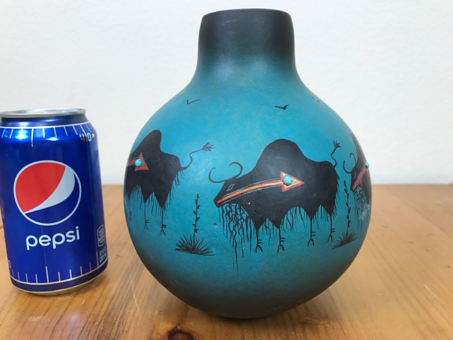 Robert Rivera Native American Apache Buffalo Gourd Art Figure 6'W X 7'H Vintage 2006 [Photo 11]