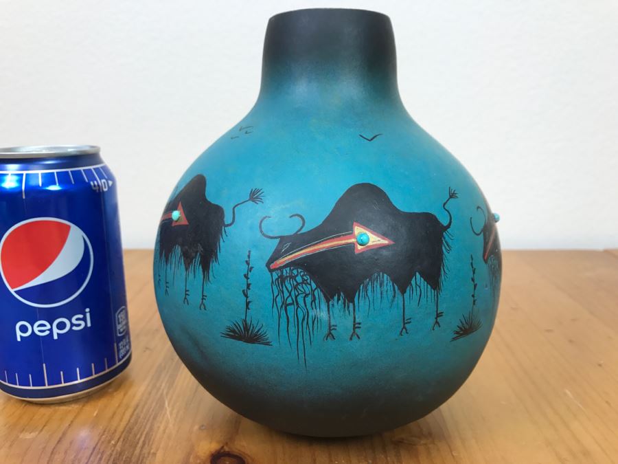 Robert Rivera Native American Apache Buffalo Gourd Art Figure 6'W X 7'H Vintage 2006 [Photo 32]