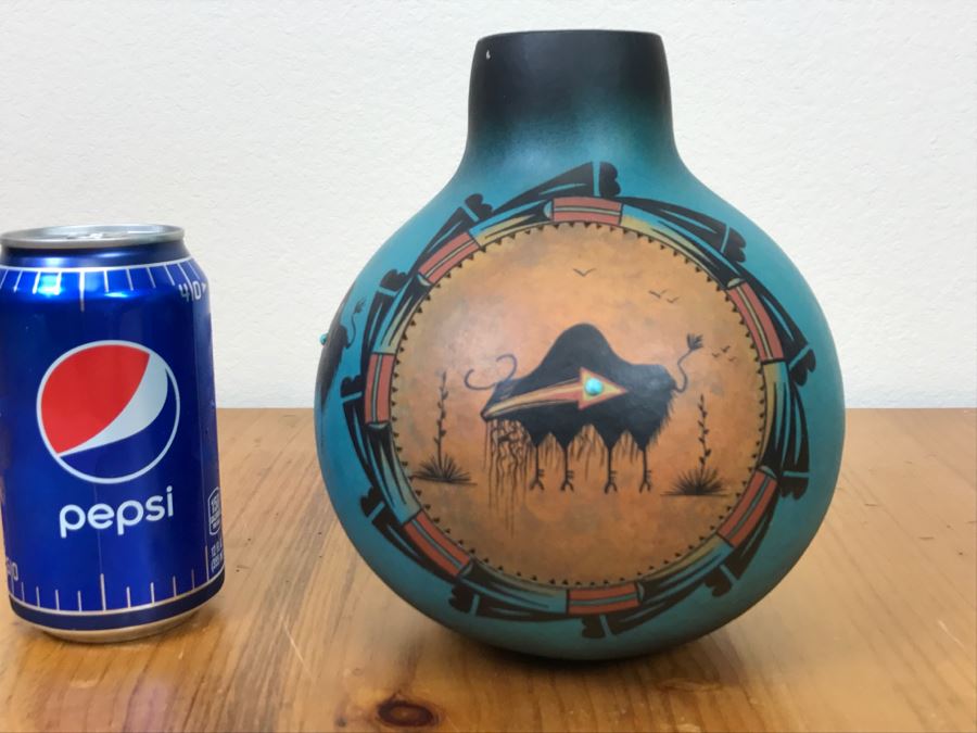 Robert Rivera Native American Apache Buffalo Gourd Art Figure 6'W X 7'H Vintage 2006 [Photo 2]