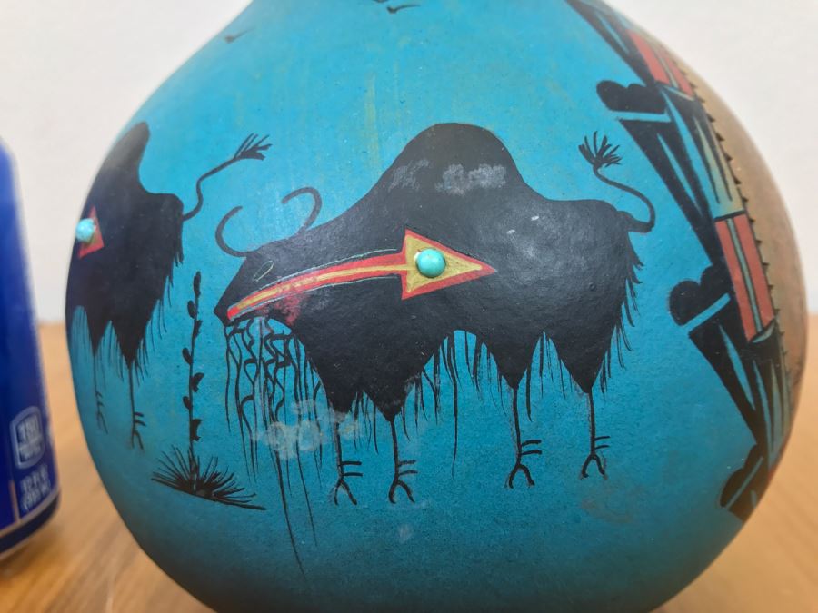 Robert Rivera Native American Apache Buffalo Gourd Art Figure 6'W X 7'H Vintage 2006 [Photo 10]