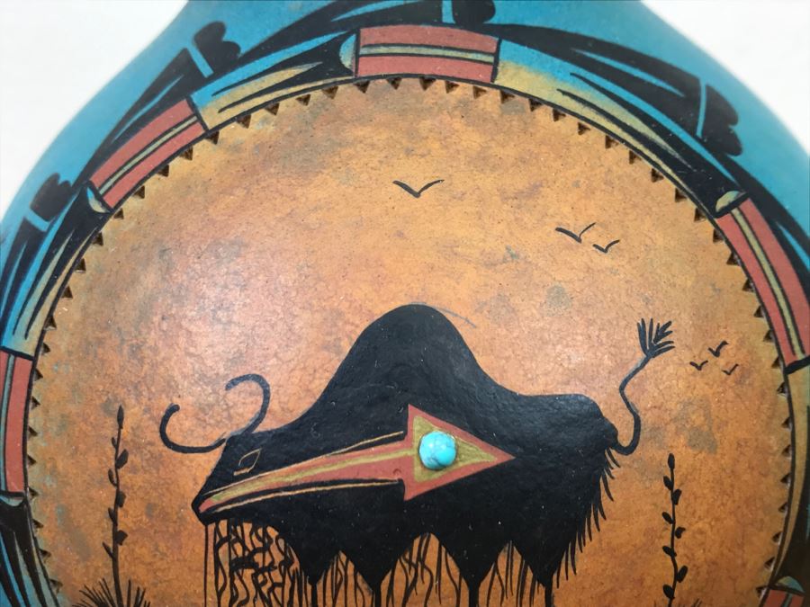 Robert Rivera Native American Apache Buffalo Gourd Art Figure 6'W X 7'H Vintage 2006 [Photo 7]