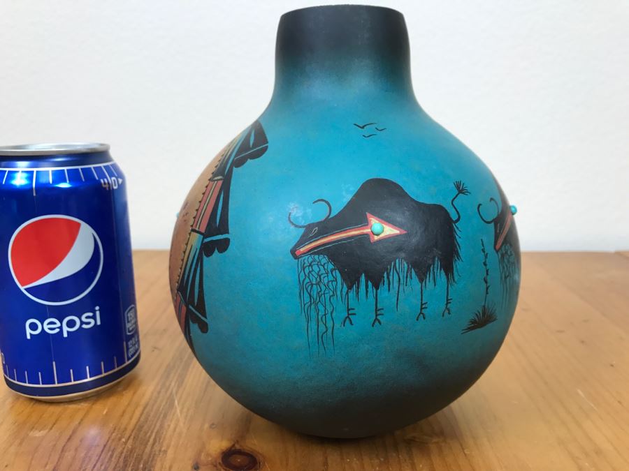 Robert Rivera Native American Apache Buffalo Gourd Art Figure 6'W X 7'H Vintage 2006 [Photo 12]