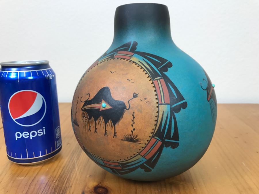 Robert Rivera Native American Apache Buffalo Gourd Art Figure 6'W X 7'H Vintage 2006 [Photo 14]