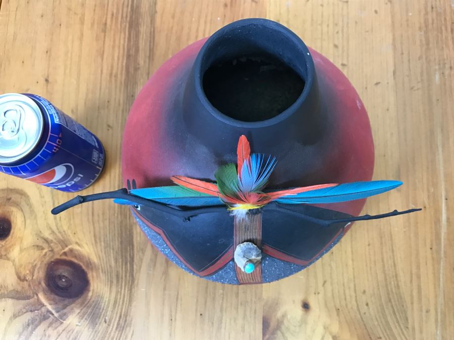 Robert Rivera Native American Apache Spirit Fetish Bear Gourd Art Figure 9'W X 8'H Vintage 2005 Estimate $750 [Photo 23]