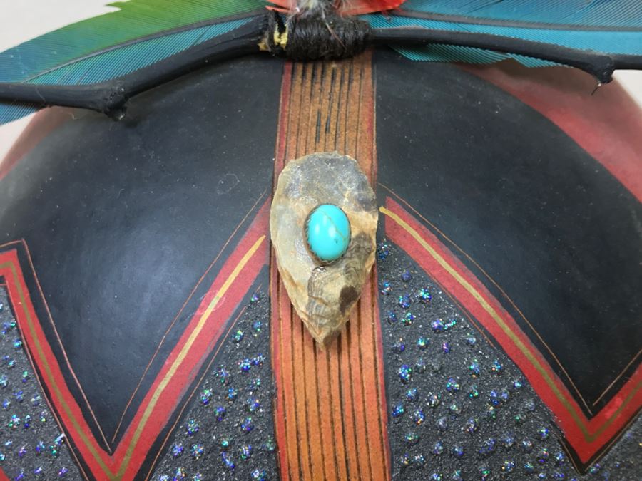 Robert Rivera Native American Apache Spirit Fetish Bear Gourd Art Figure 9'W X 8'H Vintage 2005 Estimate $750 [Photo 5]