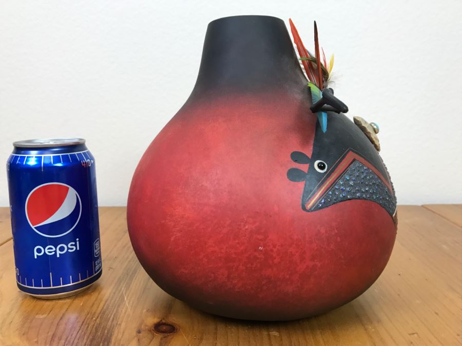 Robert Rivera Native American Apache Spirit Fetish Bear Gourd Art Figure 9'W X 8'H Vintage 2005 Estimate $750 [Photo 16]