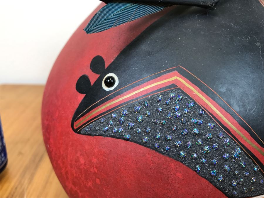 Robert Rivera Native American Apache Spirit Fetish Bear Gourd Art Figure 9'W X 8'H Vintage 2005 Estimate $750 [Photo 14]