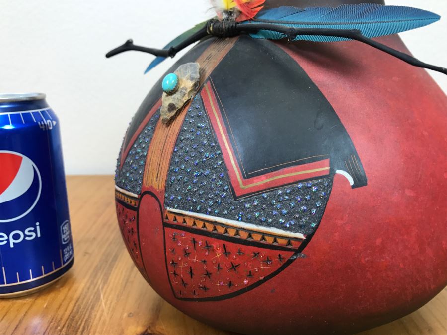 Robert Rivera Native American Apache Spirit Fetish Bear Gourd Art Figure 9'W X 8'H Vintage 2005 Estimate $750 [Photo 20]