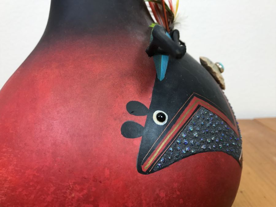 Robert Rivera Native American Apache Spirit Fetish Bear Gourd Art Figure 9'W X 8'H Vintage 2005 Estimate $750 [Photo 17]