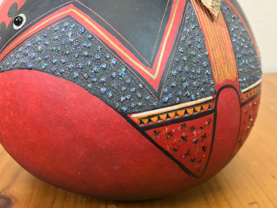 Robert Rivera Native American Apache Spirit Fetish Bear Gourd Art Figure 9'W X 8'H Vintage 2005 Estimate $750 [Photo 15]