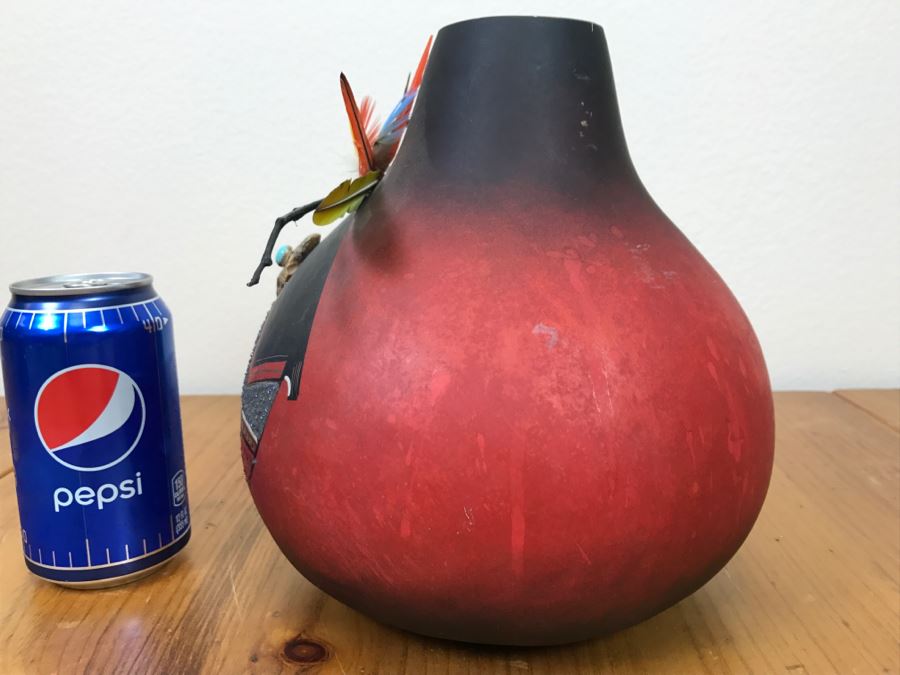 Robert Rivera Native American Apache Spirit Fetish Bear Gourd Art Figure 9'W X 8'H Vintage 2005 Estimate $750 [Photo 19]