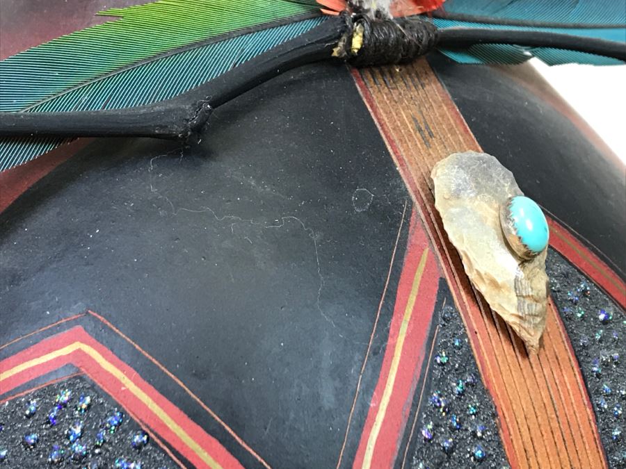 Robert Rivera Native American Apache Spirit Fetish Bear Gourd Art Figure 9'W X 8'H Vintage 2005 Estimate $750 [Photo 10]