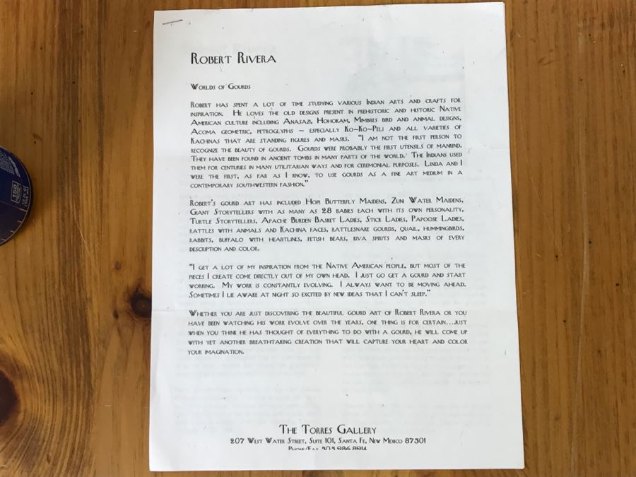 Robert Rivera Native American Apache Spirit Fetish Bear Gourd Art Figure 9'W X 8'H Vintage 2005 Estimate $750 [Photo 33]