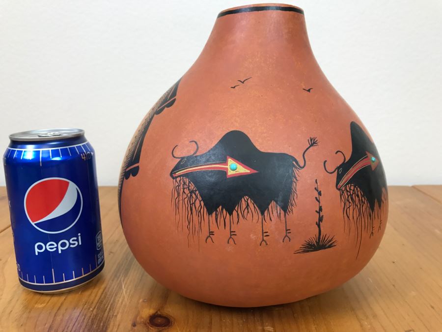 Robert Rivera Native American Apache Buffalo Gourd Art Figure 8'W x 8'H Vintage 2005 Estimate $750  [Photo 18]