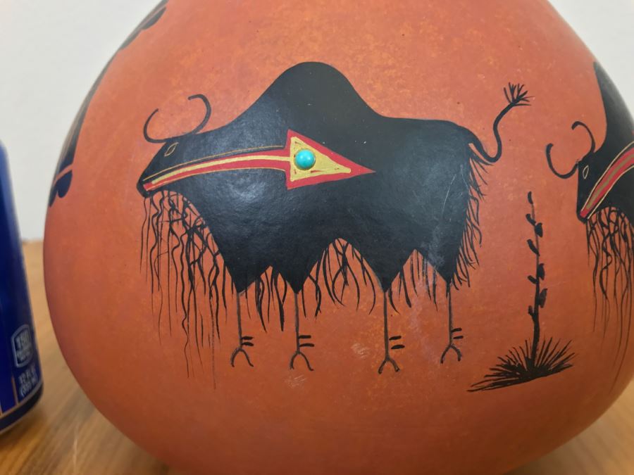 Robert Rivera Native American Apache Buffalo Gourd Art Figure 8'W x 8'H Vintage 2005 Estimate $750  [Photo 19]