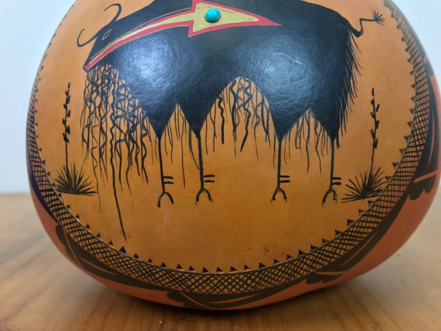 Robert Rivera Native American Apache Buffalo Gourd Art Figure 8'W x 8'H Vintage 2005 Estimate $750  [Photo 6]