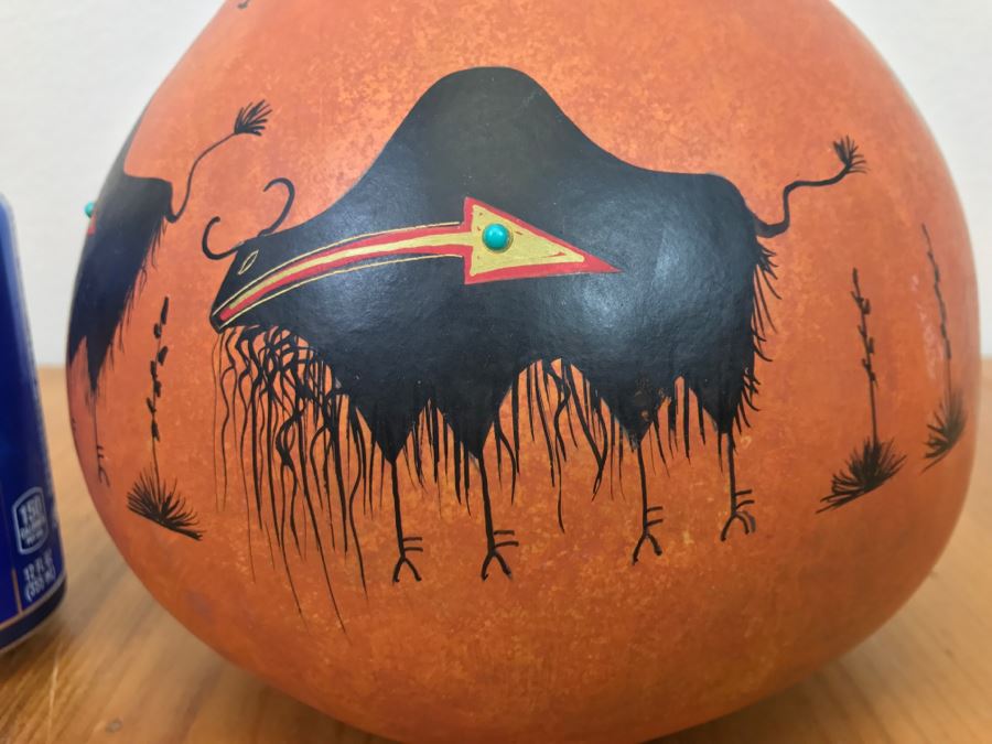 Robert Rivera Native American Apache Buffalo Gourd Art Figure 8'W x 8'H Vintage 2005 Estimate $750  [Photo 15]