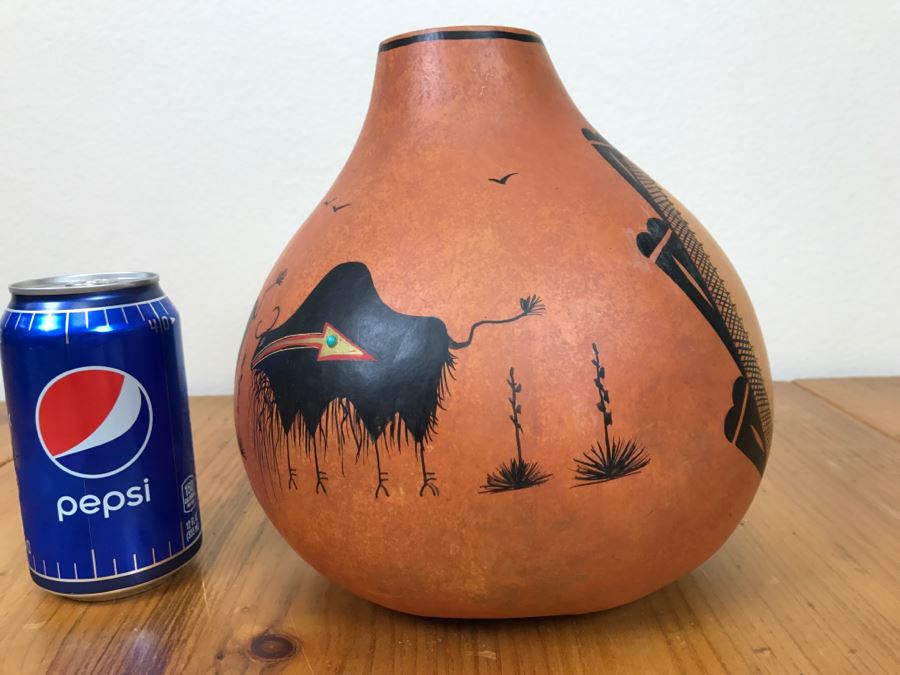 Robert Rivera Native American Apache Buffalo Gourd Art Figure 8'W x 8'H Vintage 2005 Estimate $750  [Photo 13]