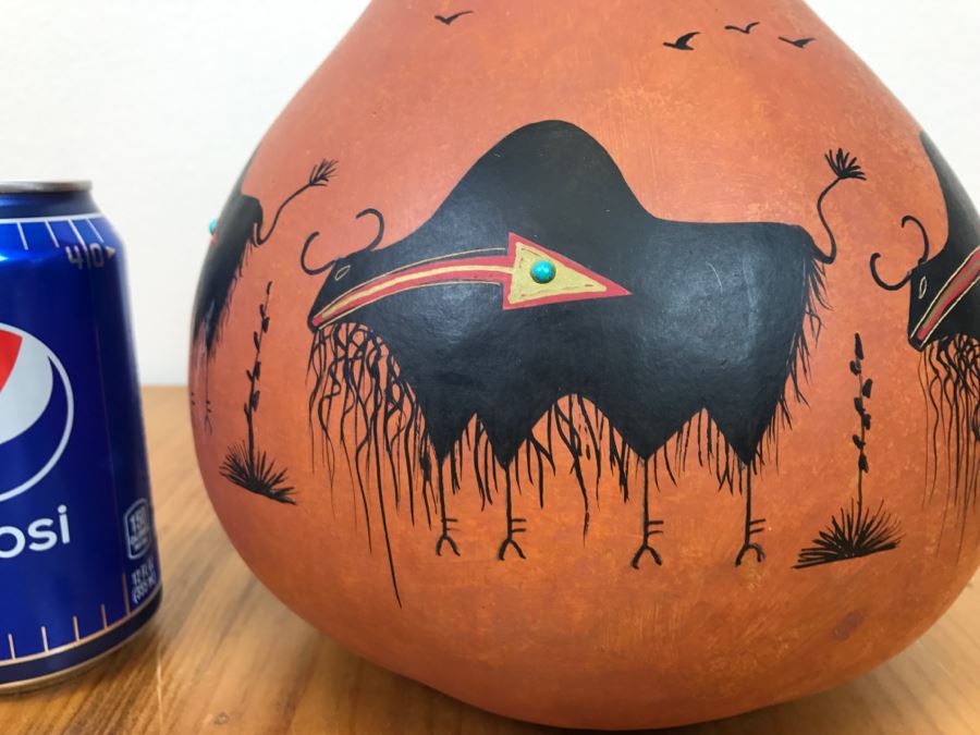 Robert Rivera Native American Apache Buffalo Gourd Art Figure 8'W x 8'H Vintage 2005 Estimate $750  [Photo 17]