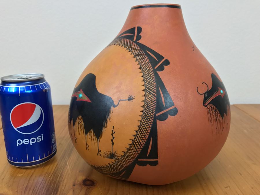 Robert Rivera Native American Apache Buffalo Gourd Art Figure 8'W x 8'H Vintage 2005 Estimate $750  [Photo 20]