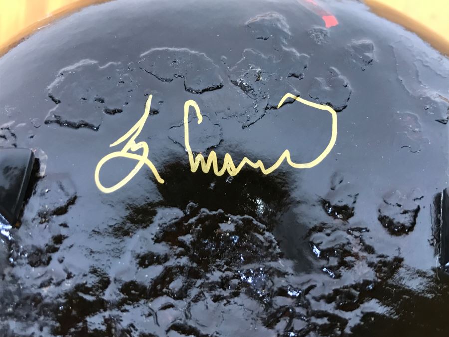 Signed Hand Painted Gourd Art With Turquoise And Coral Handles 7.5'W X 7.5'H [Photo 20]