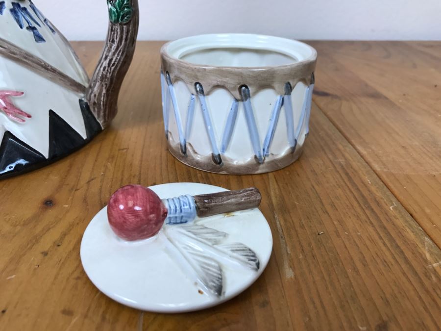 Teepee Tipi Themed Teapot With Sugar And Creamer Made In Japan [Photo 7]
