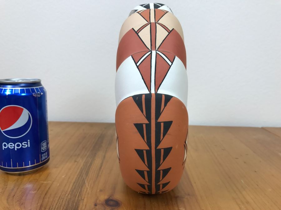 Hand Painted Native American Pottery Vase Signed N.L. Acoma, N.M. 9'W X 8.5'H X 2.5'D [Photo 15]