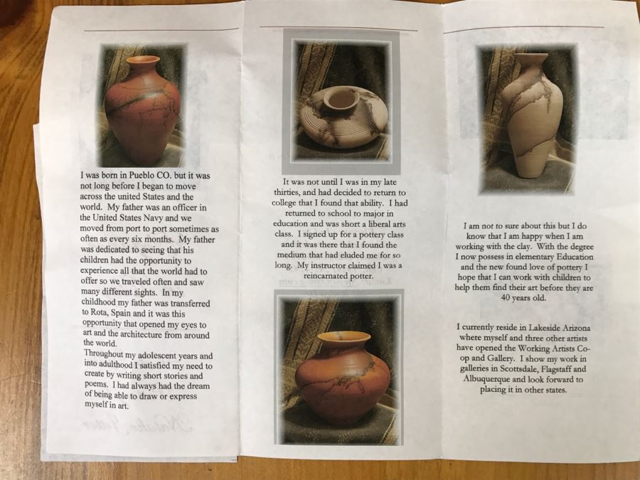 Signed Natalie Jetter Horse Hair Pottery Pot Vase Santa Fe, NM Retailed $145 10'W X 12.5'H [Photo 27]