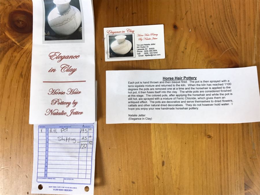 Signed Natalie Jetter Horse Hair Pottery Pot Vase Santa Fe, NM Retailed $145 10'W X 12.5'H [Photo 22]