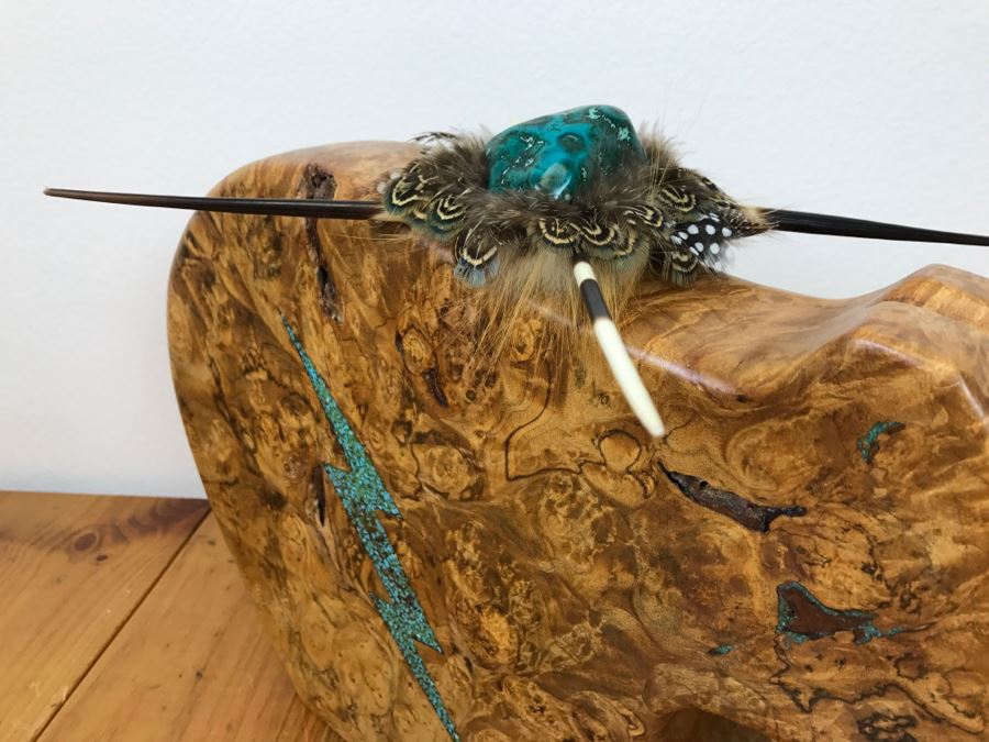 Large Turquoise Inlay Fetish Bear By Anthony Malpica Retailed For $950 At The Torres Gallery 19'W X 12.5'H X 9'D [Photo 15]