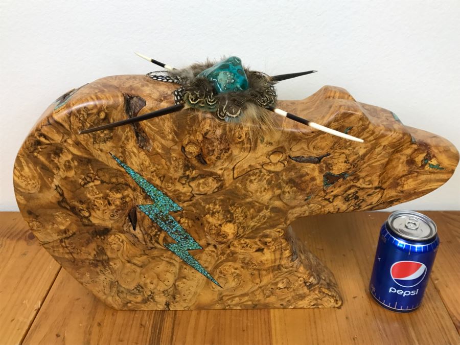 Large Turquoise Inlay Fetish Bear By Anthony Malpica Retailed For $950 At The Torres Gallery 19'W X 12.5'H X 9'D [Photo 42]